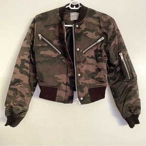 ASOS PETITE Bomber Jacket in Camo Print
